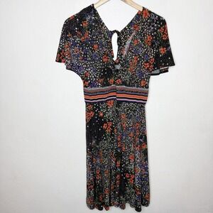 Girls From Savoy Esmeralda Floral Poppy Dress V-neck Flutter Sleeve Womens Small